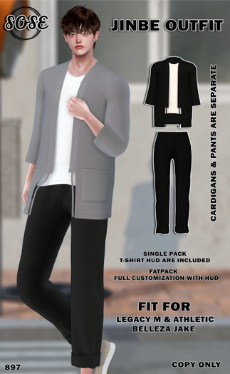 [SOSE] JINBE CARDIGANS - DARK GREY