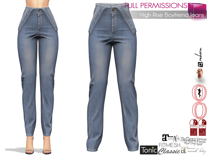 Full Perm Ladies High Rise Roll Down Waist Boyfriend Jeans Maitreya 5.3 LaraX Slink Belleza Tonic Ebody Reborn Legacy
