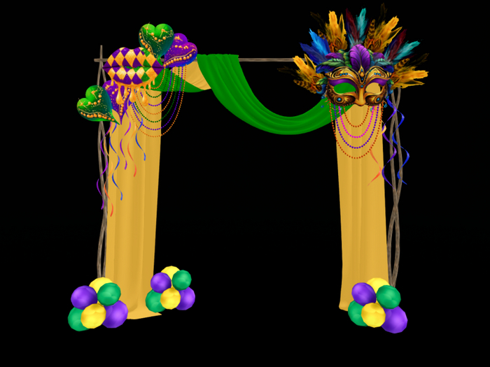 MC Mardi Gras Gold Green Arch Drape
