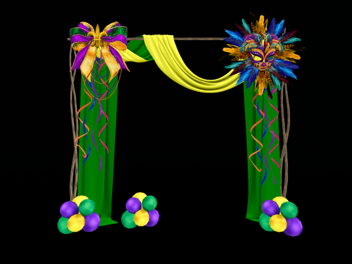 MC Mardi Gras Green Yellow Arch Drape