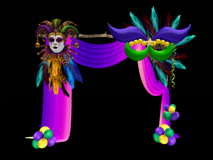 MC Mardi Gras Purple Pink Arch Drape
