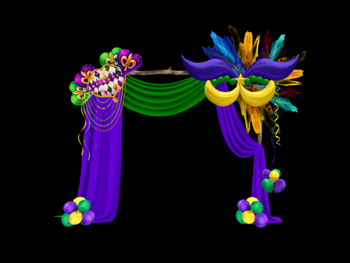 MC Mardi Gras Purple Green Arch Drape