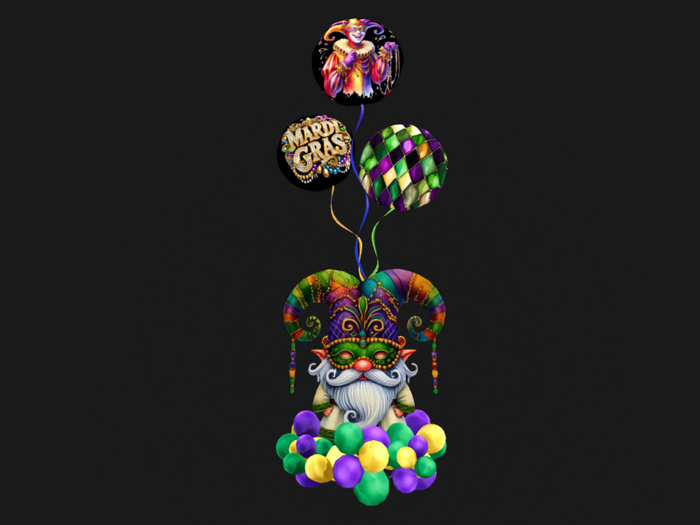 MC Mardi Gras Balloon Gnome Centerpiece