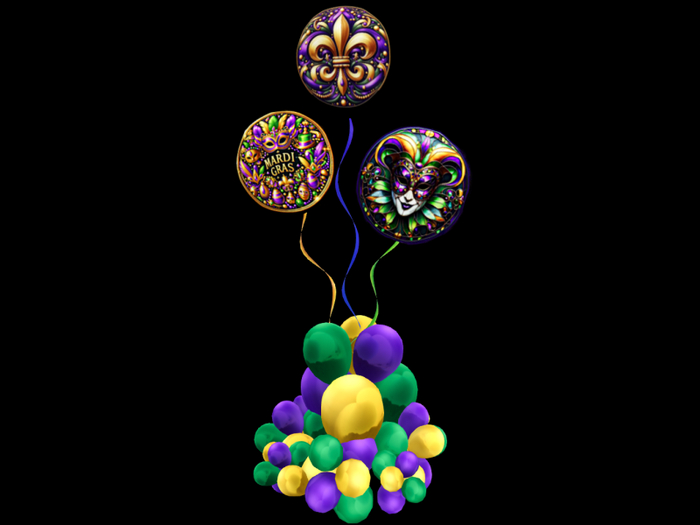 MC Mardi Gras Party Balloons Centerpiece