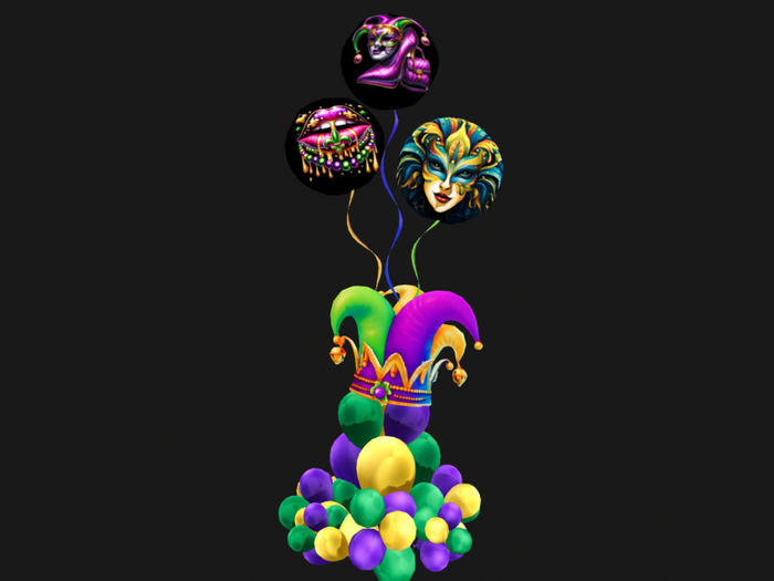 MC Mardi Gras Balloon Jester Hat Centerpiece