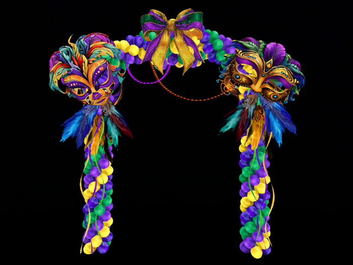 MC Mardi Gras Mask Balloon Arch