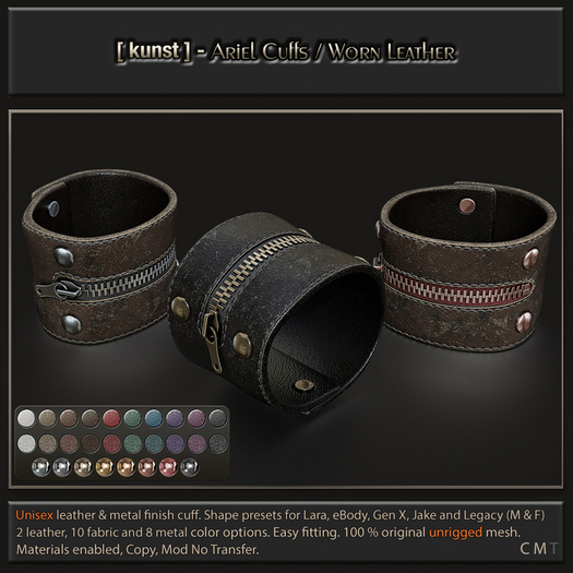 [ kunst ] - Ariel cuffs / worn leather