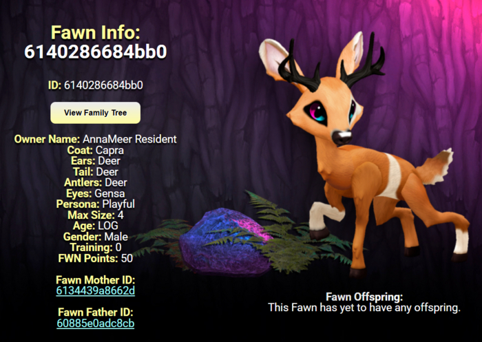 CAPRA GENSA MALE DEER SIZE 4 Breedable Fawn Log No Food Necessary!