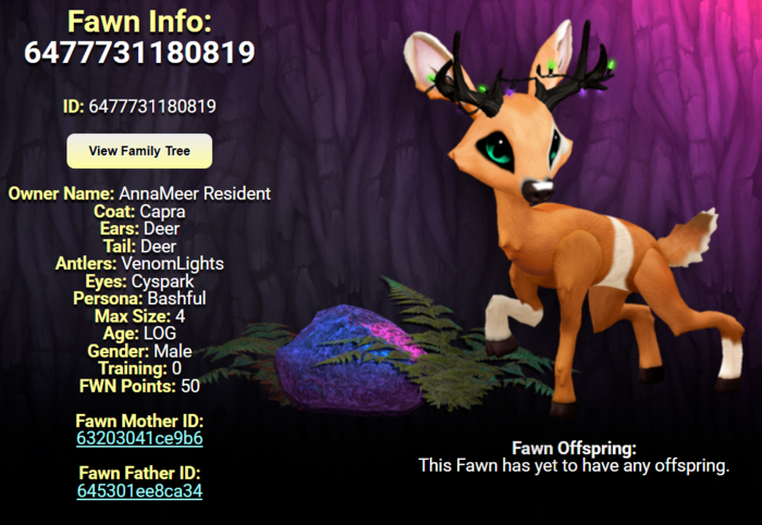 CAPRA CYSPARK MALE VENOM LIGHTS SIZE 4 Breedable Fawn Log No Food Necessary!