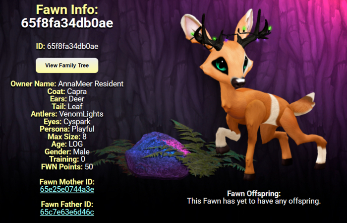 CAPRA CYSPARK MALE VENOM LIGHTS SIZE 8 Breedable Fawn Log No Food Necessary!