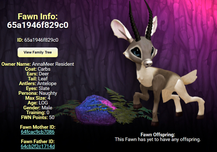 CARBS SLATE MALE ANTELOPE SIZE 4 Breedable Fawn Log No Food Necessary!