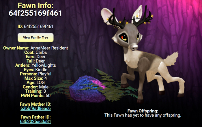 CARBS KINDLE MALE YELLOW LIGHTS SIZE 4 Breedable Fawn Log No Food Necessary!