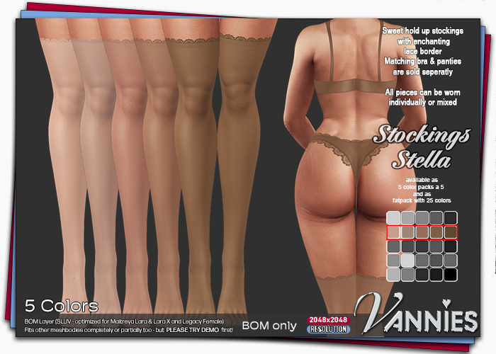 2k BOM VANNIES Stockings Stella Colors 6-10 (BOM only) 2k BOM