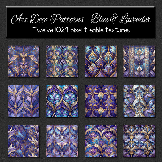 *Wallflowers* Art Deco Patterns - Blue & Lavender