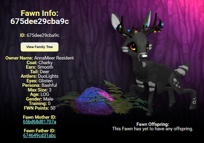 CHARKY GLISTEN MALE DUO LIGHTS SIZE 3 Breedable Fawn Log No Food Necessary!