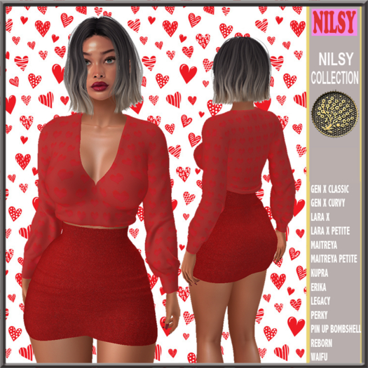HEART BLOUSE AND SEQUINNED SKIRT