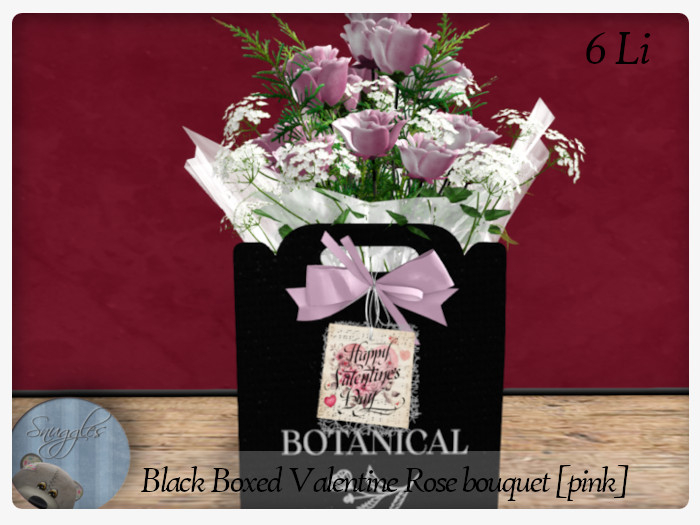 Black Boxed Valentine Rose bouquet [pink] 