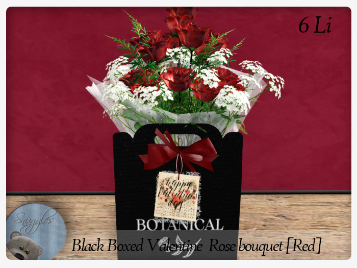 Black Boxed Valentine  Rose bouquet [Red] By Snuggles 
