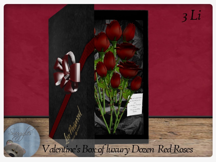 Valentine's Box of luxury Dozen  Red Roses  By Snuggles 