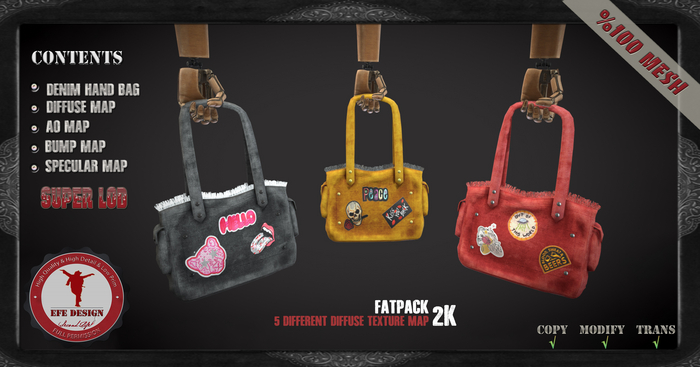 (Efe Design) Denim Hand Bag Fatpack Fullperm 