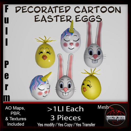 Full Perm Decorated Cartoon Easter Eggs