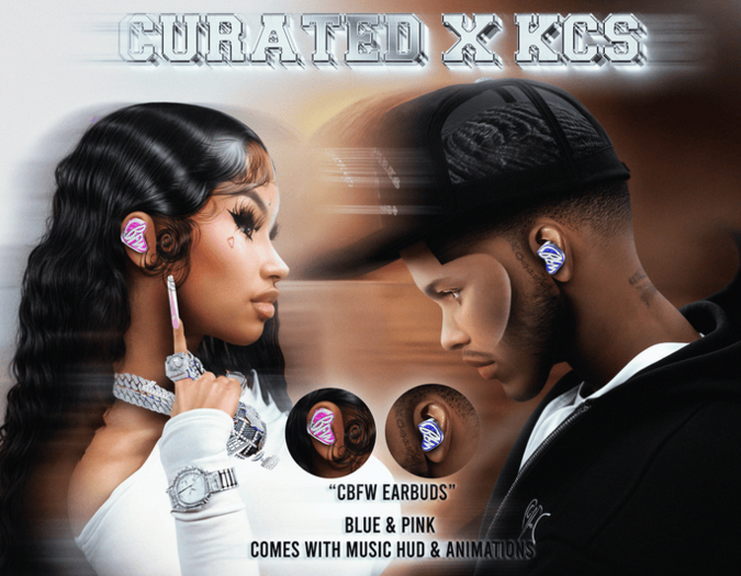 "CURATED" X KCS CBFW Earbuds Blue