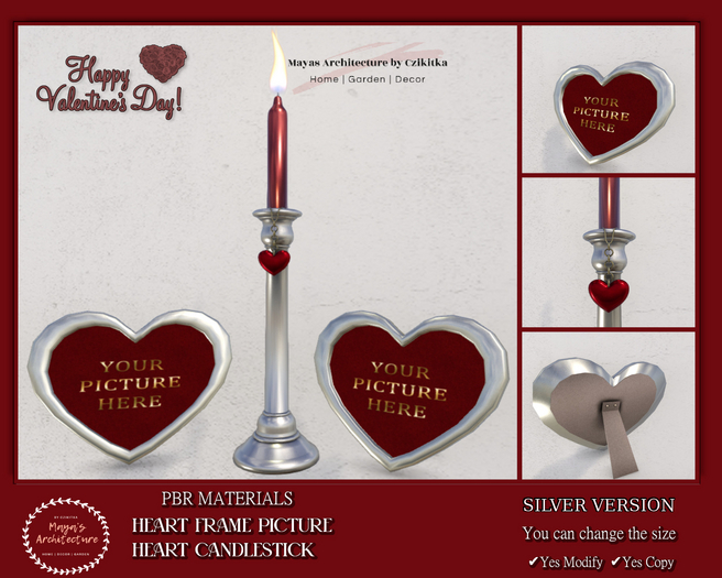 Mayas | Heart Frame | Heart Candlestick | PBR Silver
