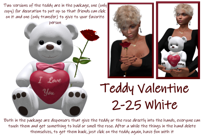 C.M.D. - Teddy Valentine 2-25 White VB