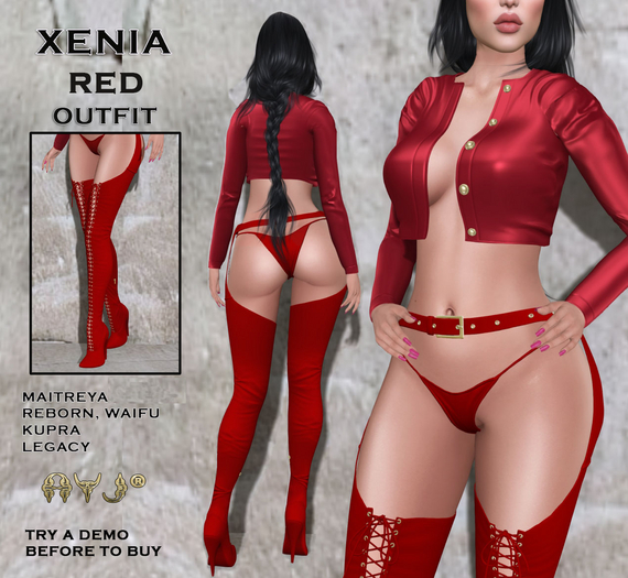 !! FABULOUS & SEXY COMPLETE OUTFIT !! XENIA RED - A&J CREATION AND FRANCHISE