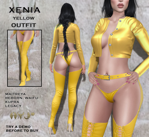 !! FABULOUS & SEXY COMPLETE OUTFIT !! XENIA YELLOW - A&J CREATION AND FRANCHISE