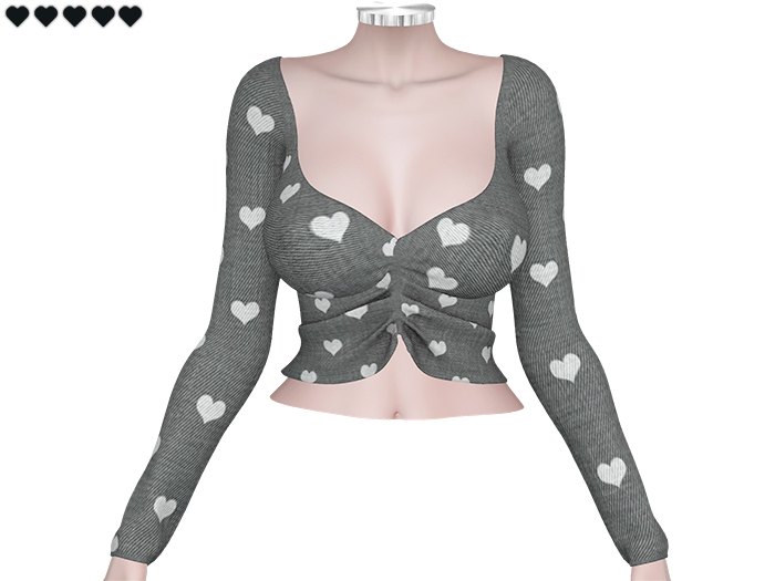 Heart #A TOP - 11 GRAY - Maitreya LaraX, Legacy, Perky, Reborn, Waifu, Juicy