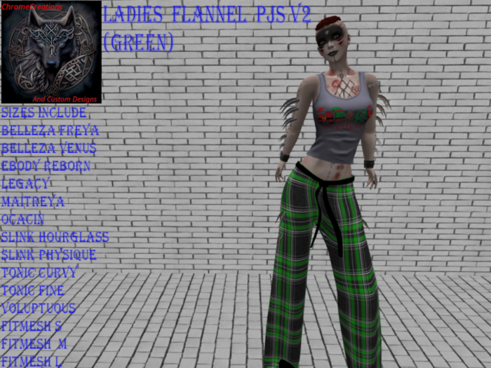 Ladies  Flannel  Pjs V2(Green)