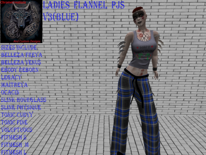 Ladies  Flannel  Pjs V3(Blue)