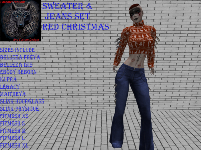 Sweater &  Jeans Set(Red Christmas)