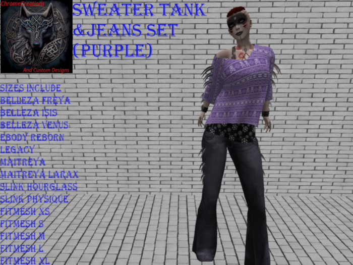 Sweater Tank & Jeans Set (Purple)