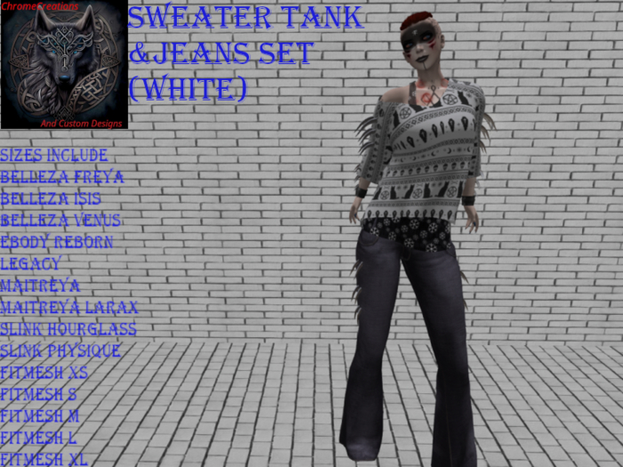 Sweater Tank & Jeans Set (White)