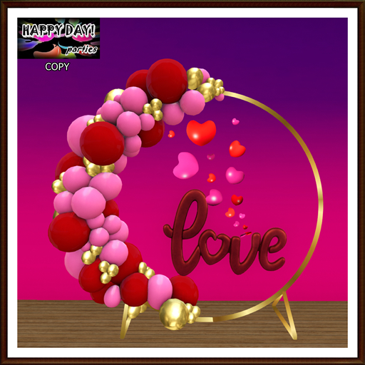 Valentines - Hearts and Love Balloons Backdrop