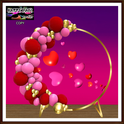 Valentines - Hearts and Balloons Backdrop
