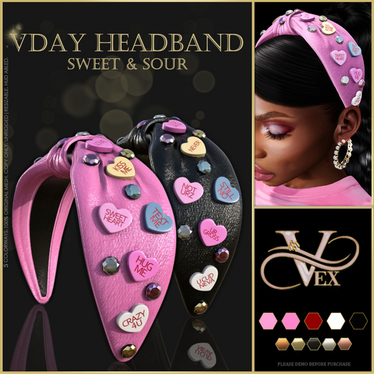 .:VEX.: VDay Headband : SOUR : WHITE (Add/Wear to Unpack)