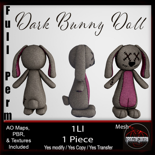 Full Perm Dark Bunny Doll