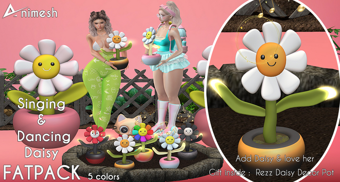 ❤️❤️Akikazu Singing Daisy Animesh ON/OFF clic Flower Head