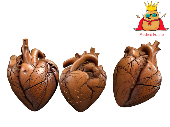 Meshed Potato Valentine Wooden Heart Full Perm