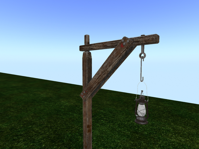Wooden pole with lantern - MESH - FULL PERM