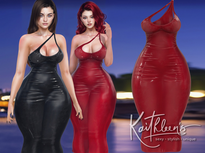 Kaithleen's Latex Sleek Dress - Red