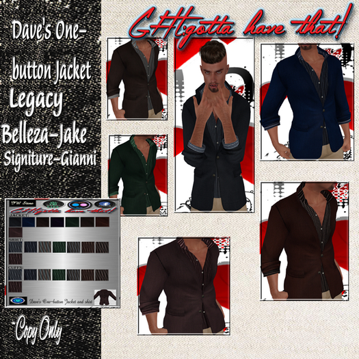 !GHT:BOX: MESH DAVE'S ONE-BUTTON JACKET & SHIRT