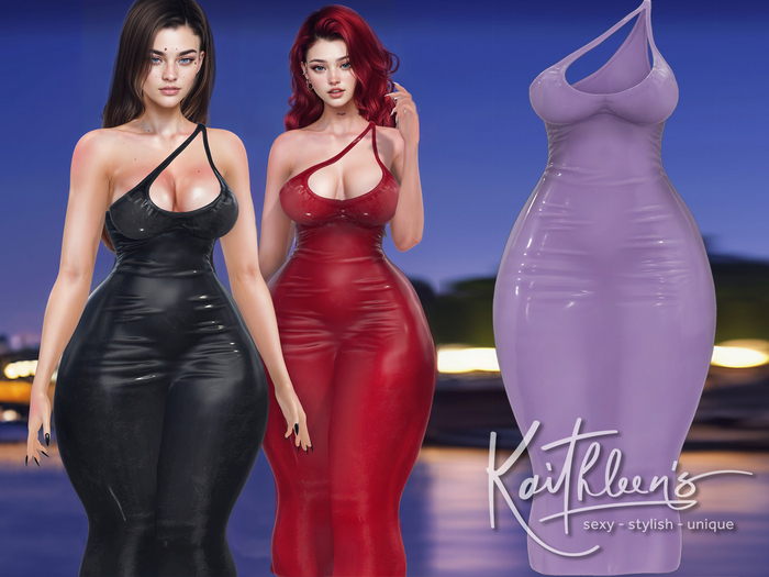 Kaithleen's Latex Sleek Dress - Lavender