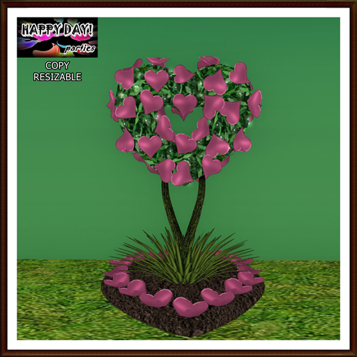 Valentines - Resizable Heart Topiary with Hearts and Lights 4