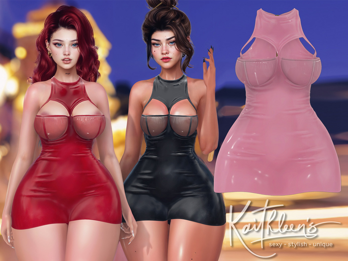 Kaithleen's Lustre Latex Dress - Blush