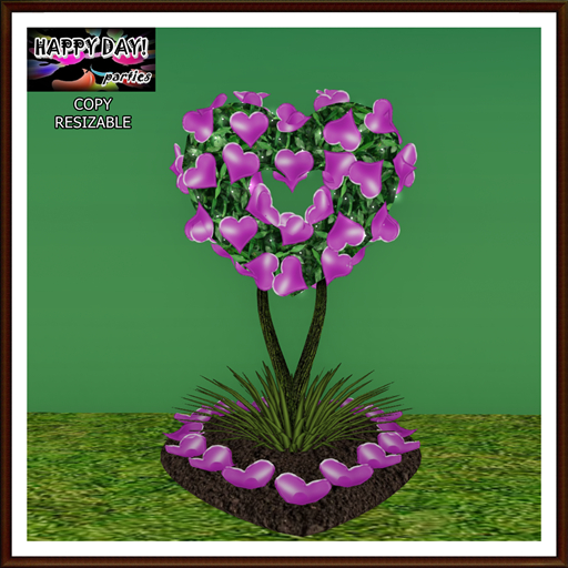 Valentines - Resizable Heart Topiary with Hearts and Lights 2