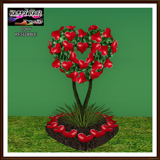 Valentines - Resizable Heart Topiary with Hearts and Lights 3
